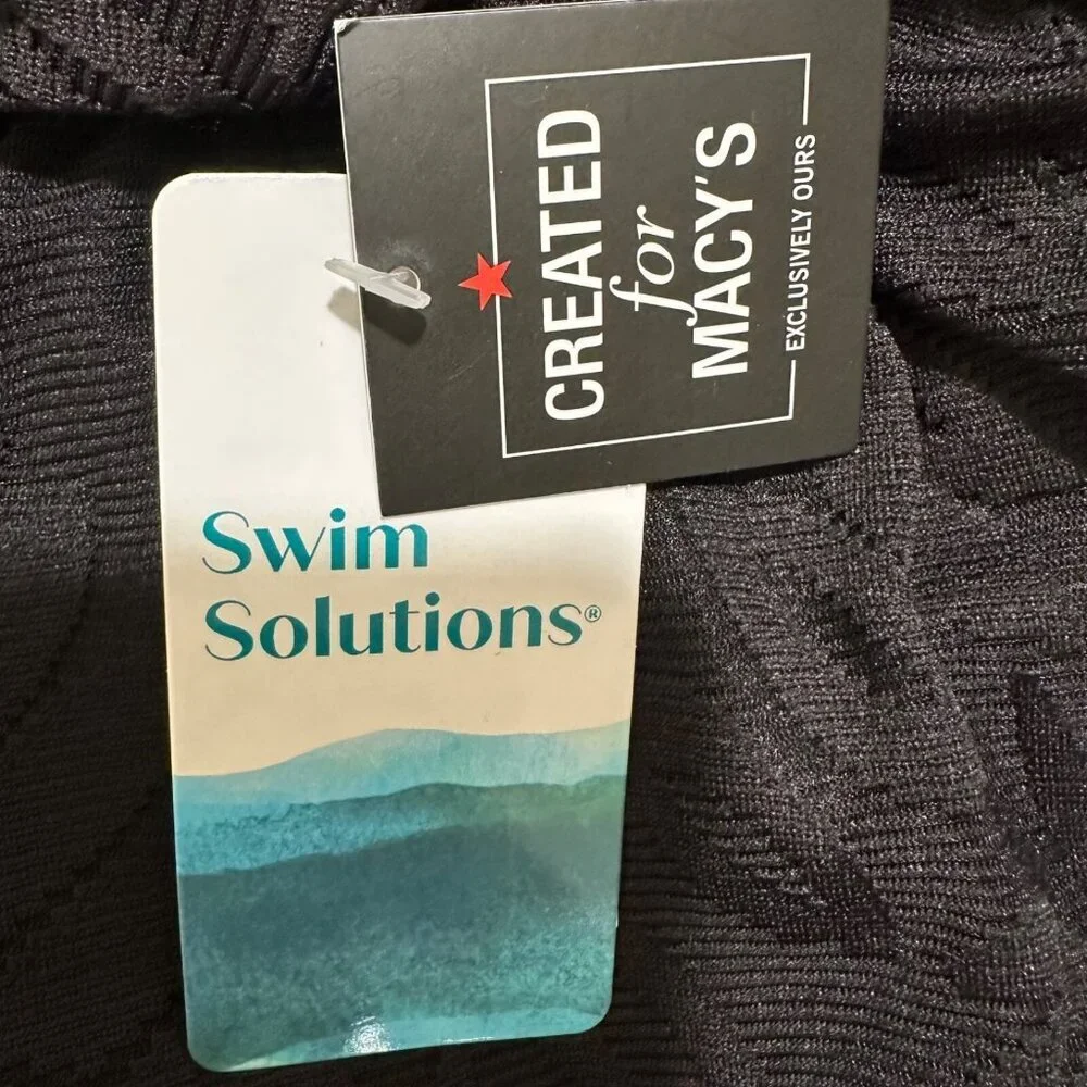 Swim Solutions Womens Size 8 Black Tummy-Control Swim Dress Modest Coverage‎ NWT